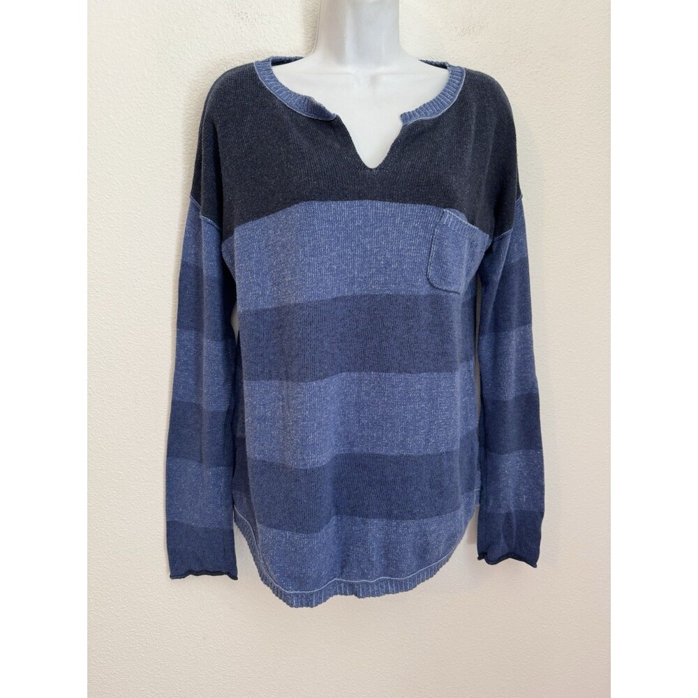 Eddie Bauer Sweater Long Sleeve Striped  Blue Casual Preppy Rugby Size M